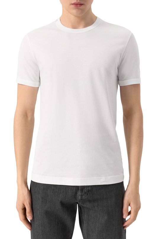 Хлопковая футболка Dolce & Gabbana G8JX7T/FU7EQ Белый  G8JX7T/FU7EQ Фото 3