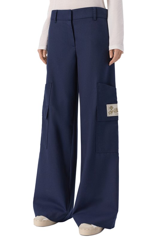 Брюки-карго из шерсти и лиоцелла Off-White 0WCF026F25FAB002 Синий  0WCF026F25FAB002 Фото 3