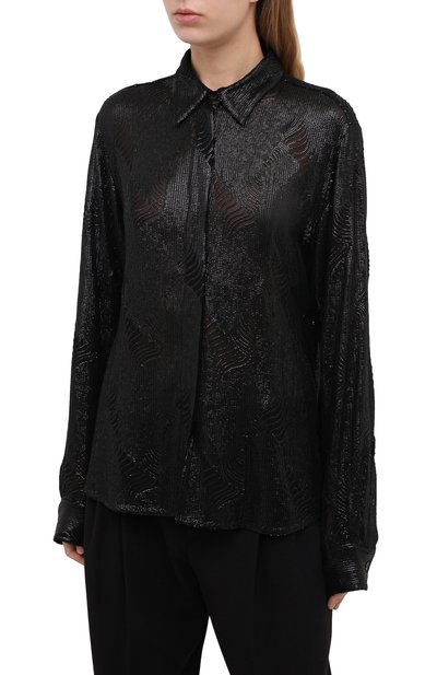 Рубашка из вискозы DRIES VAN NOTEN черного цвета по цене 106000 руб., арт. 202-10766-1422, фото 3 Рубашка из вискозы DRIES VAN NOTEN, арт. 202-10766-1422, фото 3