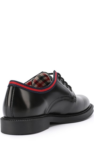 Кожаные дерби с текстильной отделкой GUCCI, арт. 477514/D7310, фото 3