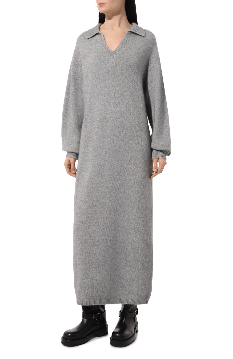 Платье из шерсти и вискозы LESYANEBO серого цвета по цене 54000 руб., арт. FW23/KNIT0011, фото 3 Платье из шерсти и вискозы LESYANEBO, арт. FW23/KNIT0011, фото 3