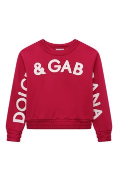 Детский хлопковый свитшот DOLCE & GABBANA фуксия цвета, арт. L5JW9J/G7KX3/8-14 | Фото 1 (Рукава: Длинные; Материал сплава: Проставлено; Материал внешний: Хлопок; Девочки Кросс-КТ: Свитшот-одежда; Драгоценные камни: Проставлено)