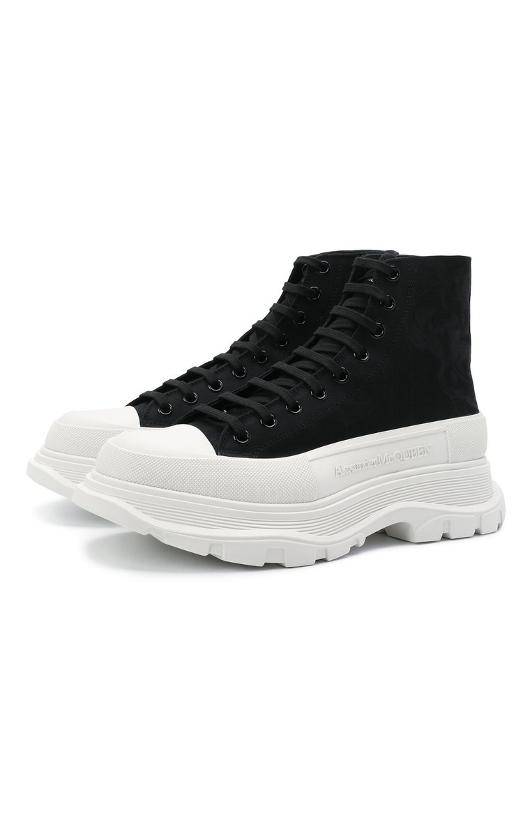 Мужские текстильные ботинки tread slick ALEXANDER MCQUEEN черного цвета, арт. 662678/W4QK1 | Фото 1 (Материал внешний: Текстиль; Материал внутренний: Натуральная кожа; Материал утеплителя: Без утеплителя; Мужское Кросс-КТ: Ботинки-обувь; Подошва: Массивная; Каблук высота: Высокий, Низкий)
