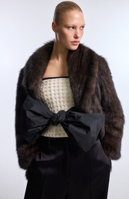 Топ с отделкой пайетками и бисером Elie Saab T0285NR26/TU023 Кремовый  T0285NR26/TU023 Фото 6