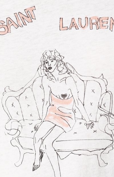 Хлопковая футболка с круглым вырезом и принтом SAINT LAURENT, арт. 531944/YB2WN, фото 5