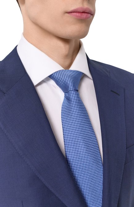 Мужской шелковый галстук CORNELIANI голубого цвета, арт. 25U302-2520327 | Фото 2 (Материал: Текстиль, Шелк; Нос: Не проставлено; Материал сплава: Проставлено)