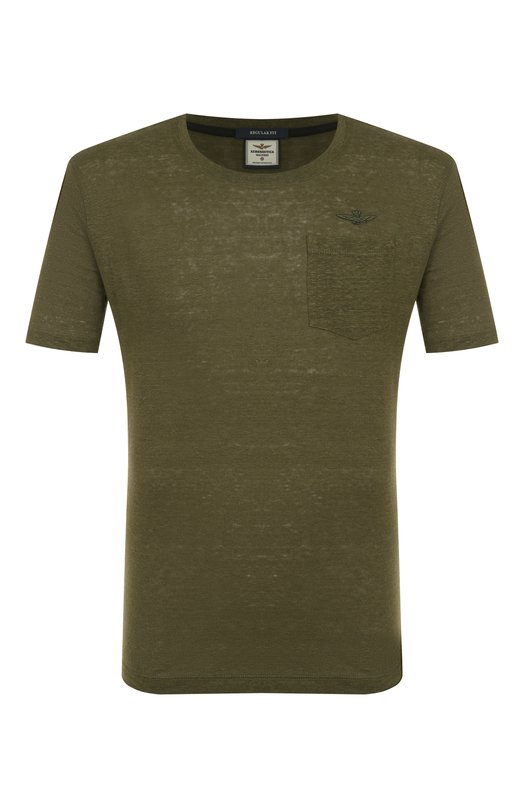 Льняная футболка Aeronautica Militare 251TS2402J679 Зелёный 251TS2402J679