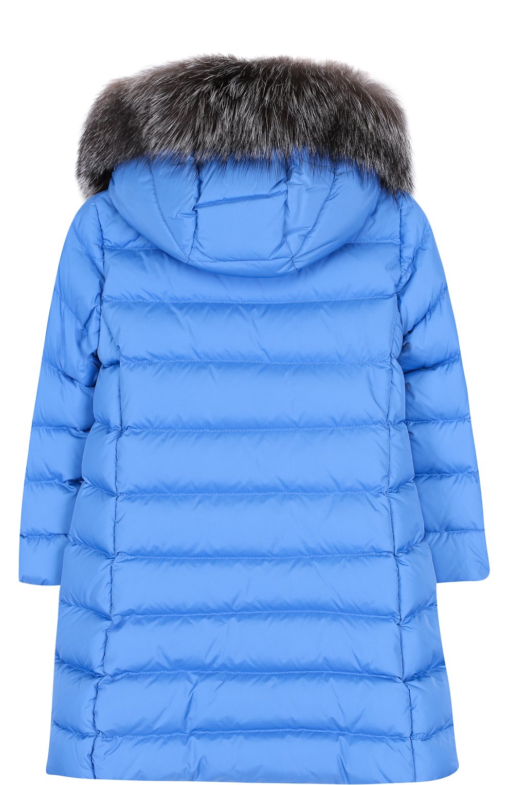 Пуховое пальто на молнии с капюшоном и меховой отделкой MONCLER ENFANT, арт. D2-954-49921-25-68352/4-6A, фото 2