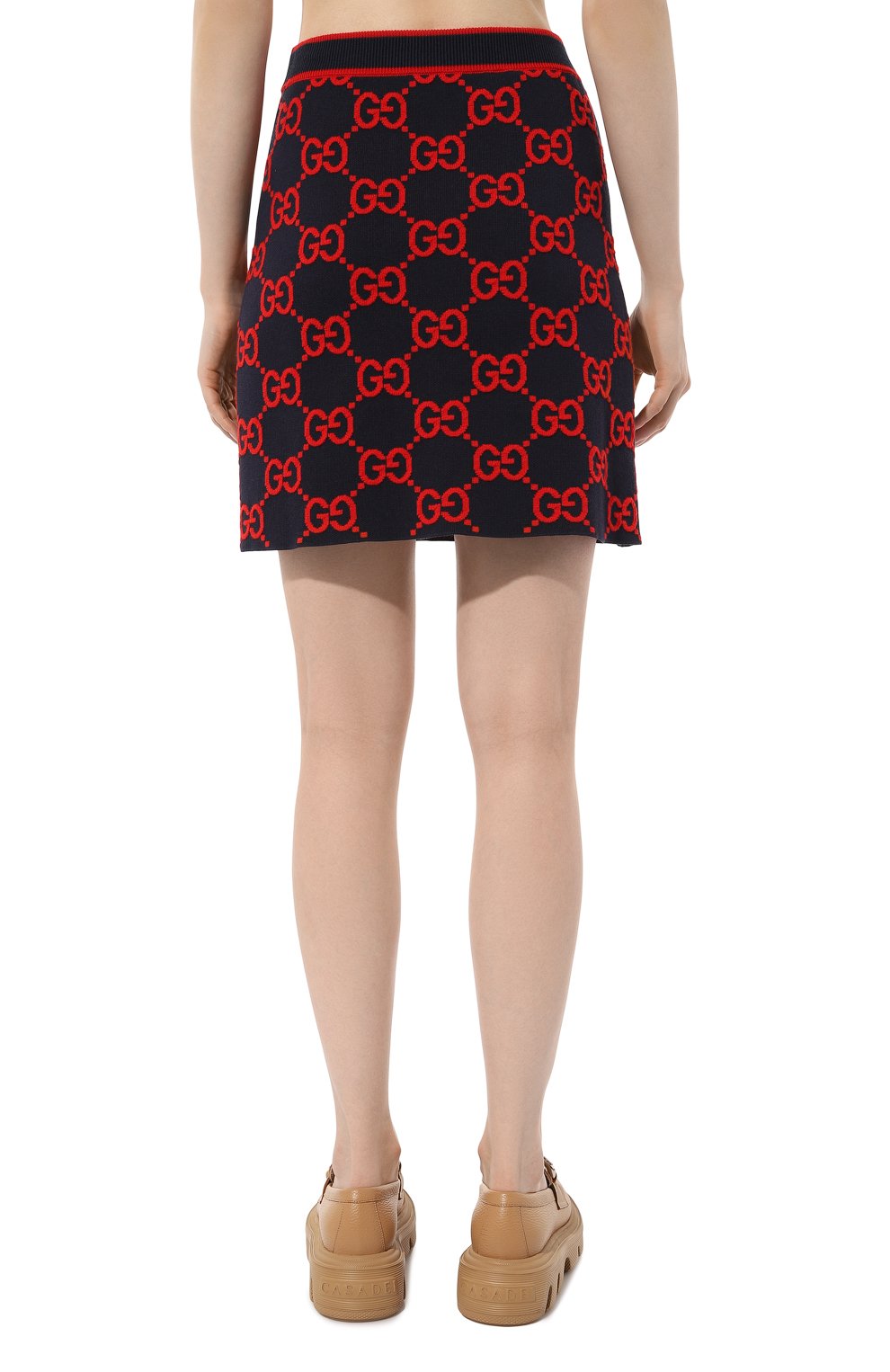 Юбка из хлопка и шерсти GUCCI темно-синего цвета по цене 125500 руб., арт. 743320/XKC8X, фото 4 Юбка из хлопка и шерсти GUCCI, арт. 743320/XKC8X, фото 4