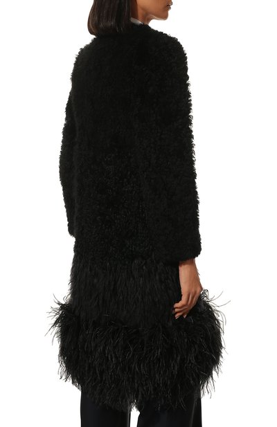 Шуба с отделкой перьями PRADA, арт. 56955-1XM8-F0002, фото 4