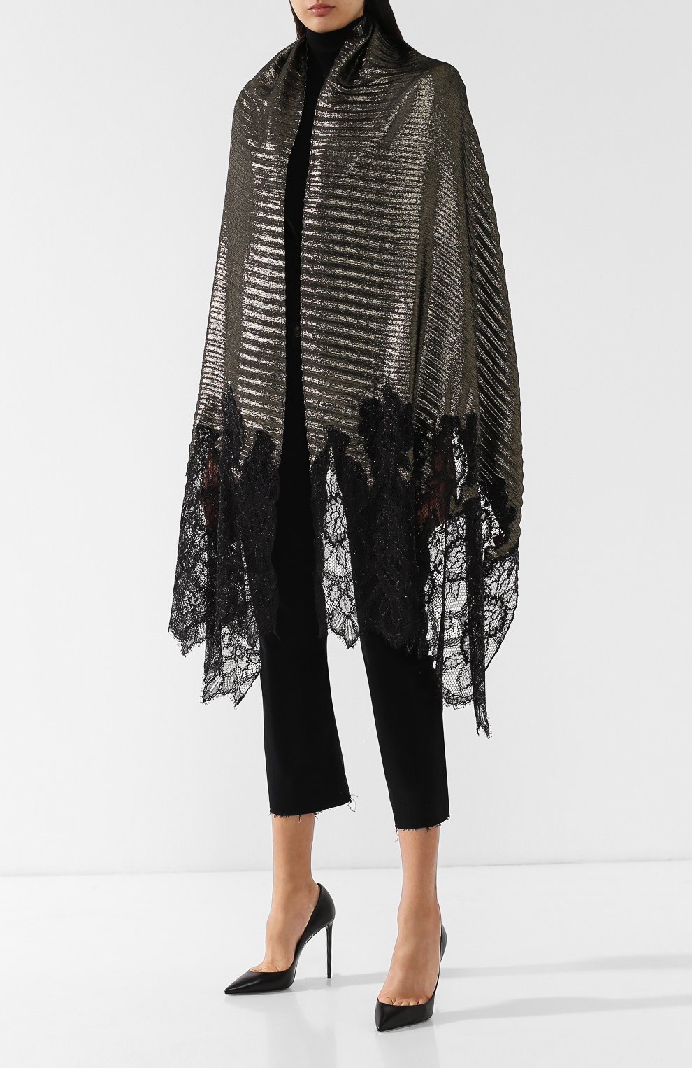 Плиссированный шарф с кружевной вставкой VALENTINO, арт. QT2EEA00/UVK, фото 3