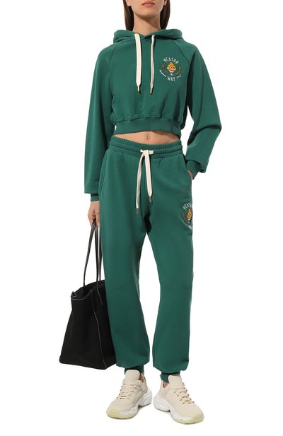 Хлопковые джоггеры CASABLANCA зеленого цвета по цене 51950 руб., арт. WPS24-JTR-038-01, фото 2 Хлопковые джоггеры CASABLANCA, арт. WPS24-JTR-038-01, фото 2