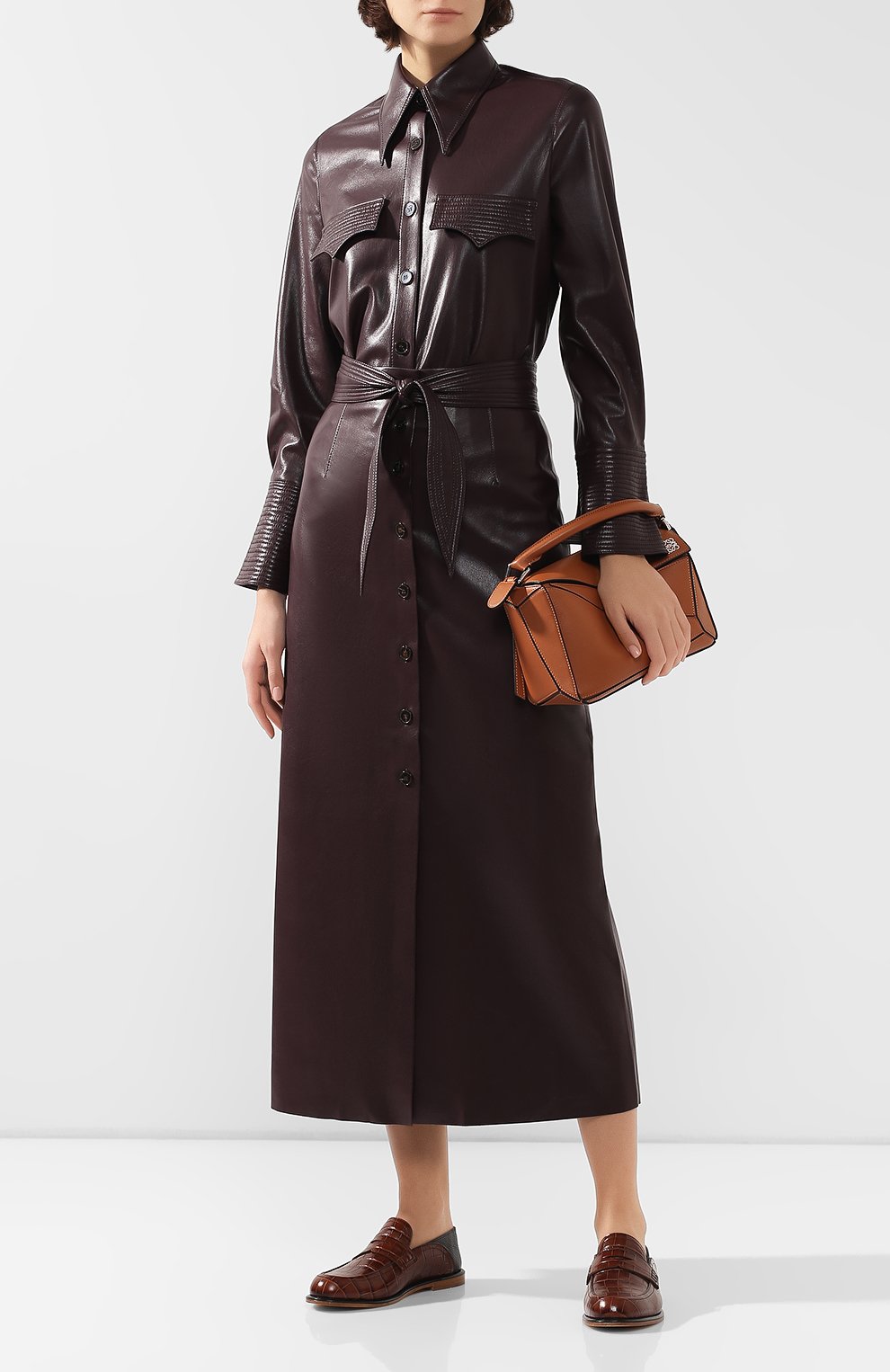 Рубашка NANUSHKA, арт. ELPI_AUBERGINE_VEGAN LEATHER, фото 2