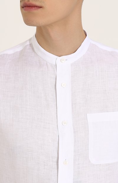 Льняная рубашка с воротником-стойкой GIORGIO ARMANI белого цвета по цене 38800 руб., арт. WSC6QT/WS16C, фото 5 Льняная рубашка с воротником-стойкой GIORGIO ARMANI, арт. WSC6QT/WS16C, фото 5