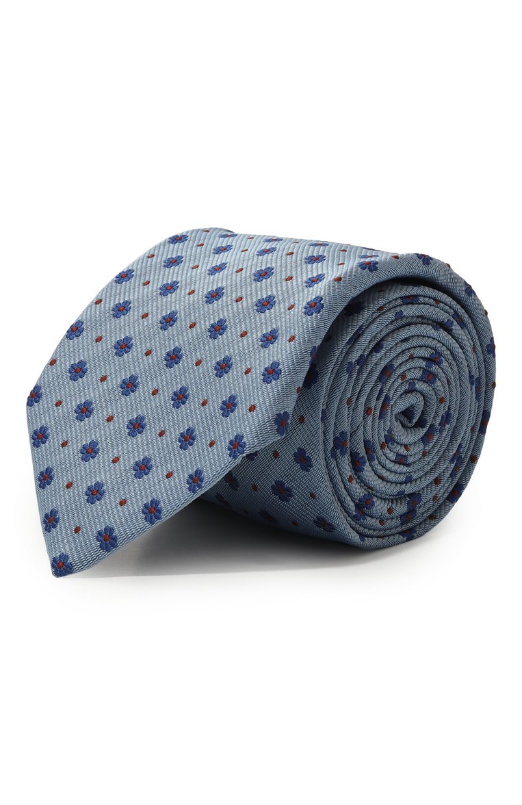 Мужской шелковый галстук BROUBACK светло-голубого цвета, арт. TIE 8CM/SS24 | Фото 1 (Нос: Не проставлено; Материал сплава: Проставлено; Материал: Текстиль, Шелк; Принт: С принтом)