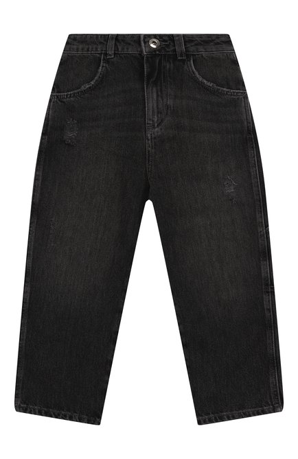 Детские джинсы EMPORIO ARMANI темно-серого цвета, арт. EB000191/AF13621 | Фото 1 (Материал внешний: Хлопок; Нос: Не проставлено; Материал сплава: Проставлено)