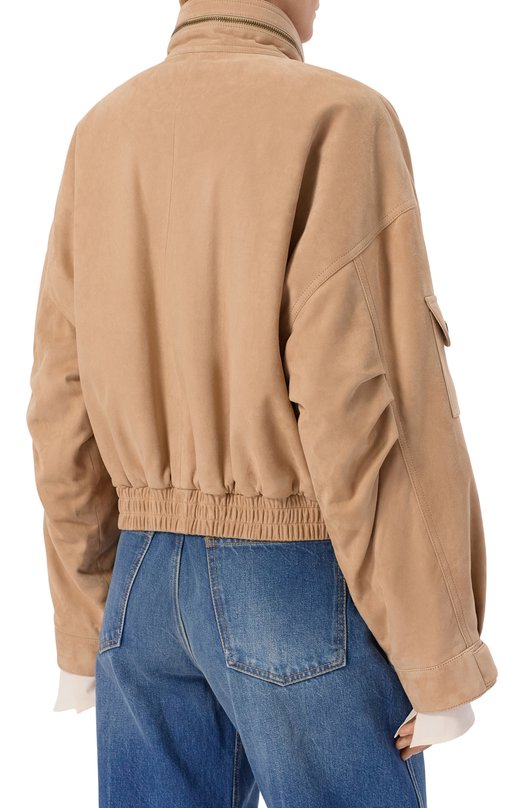 Замшевый бомбер Balmain GF0TFA85/LB12 Бежевый  GF0TFA85/LB12 Фото 4