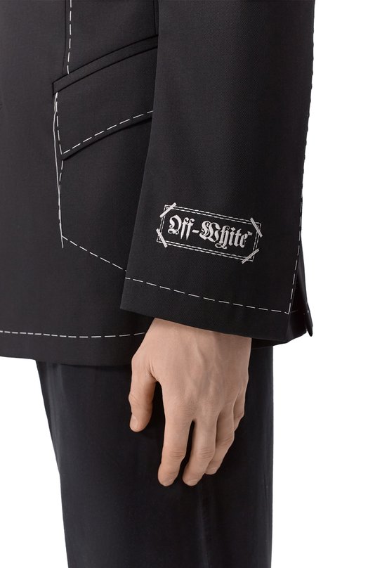 Шерстяной пиджак Off-White 0MEN09HF25FAB001 Чёрно-белый  0MEN09HF25FAB001 Фото 5