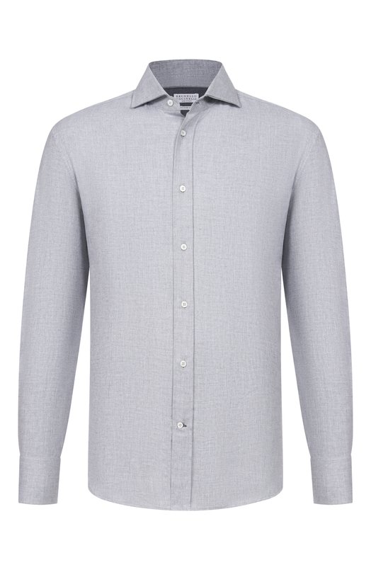 Рубашка из хлопка и лиоцелла Brunello Cucinelli MY6371718 Серый MY6371718