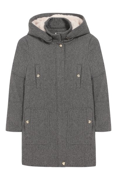 Шерстяное пальто прямого кроя с капюшоном CHLOÉ, арт. C16330/6A-12A, фото 1