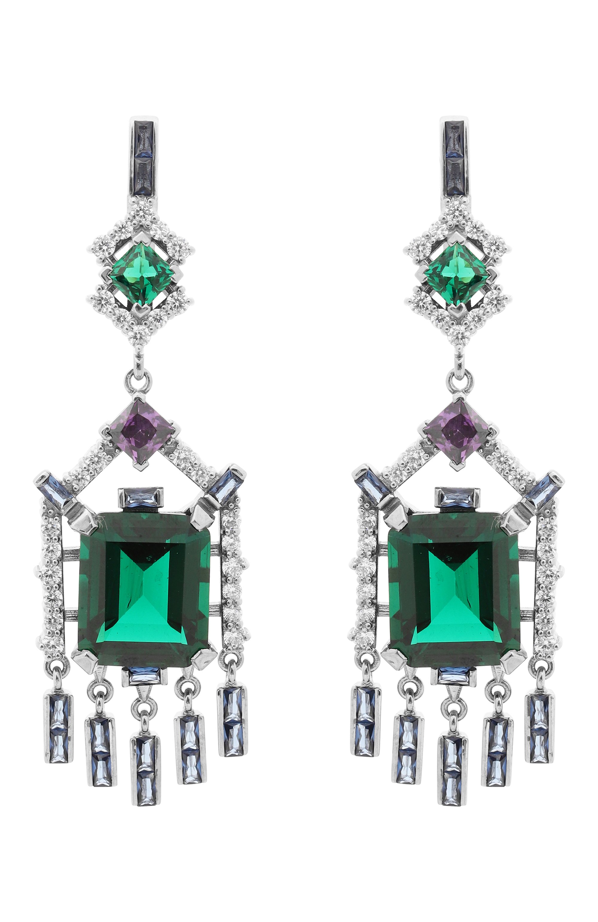 Серьги art deco QUEENSBEE зеленого цвета по цене 88000 руб., арт. 201370, фото 1 Серьги art deco QUEENSBEE, арт. 201370, фото 1