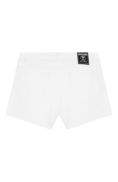 Джинсовые шорты MOSCHINO белого цвета по цене 8975 руб., арт. HDP03C/LTC02/4A-8A, фото 2 Джинсовые шорты MOSCHINO, арт. HDP03C/LTC02/4A-8A, фото 2