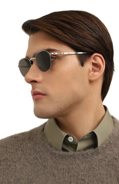 Женские солнцезащитные очки MYKITA серебряного цвета, арт. TALVI/052 | Фото 3 (Кросс-КТ: С/з-унисекс; Региональные ограничения белый список (Axapta Mercury): Не проставлено; Нос: Не проставлено; Тип очков: С/з; Материал: Металл; Очки форма: Круглые; Оптика Гендер: оптика-унисекс)