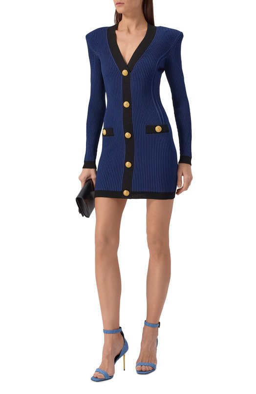 Текстильные босоножки Anthem 95 Balmain GN4UH184/TDMS Синий  GN4UH184/TDMS Фото 2