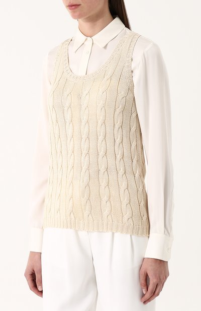 Шелковый топ фактурной вязки без рукавов RALPH LAUREN, арт. 290703704, фото 3