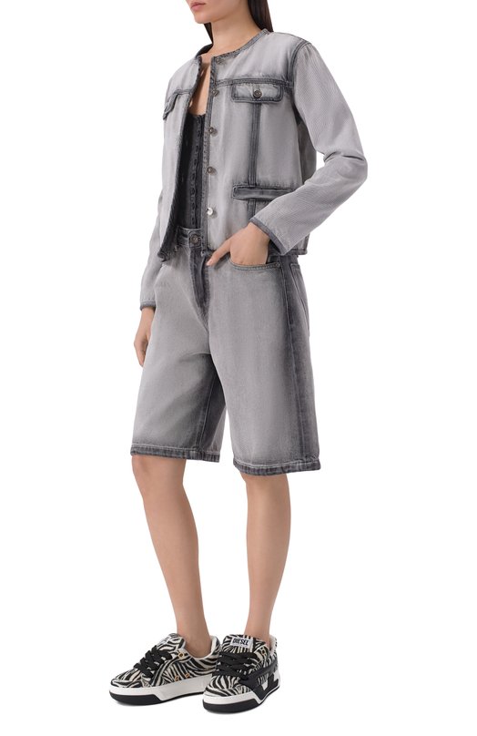 Текстильные кеды S-D-Ollie Diesel Y03795/P7617 Чёрно-белый  Y03795/P7617 Фото 3