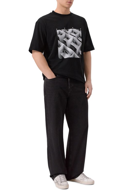 Хлопковая футболка HUGO 50553330 Чёрный  50553330 Фото 2