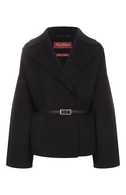 Полупальто из шерсти и шелка Max Mara Studio BLASY Чёрный BLASY