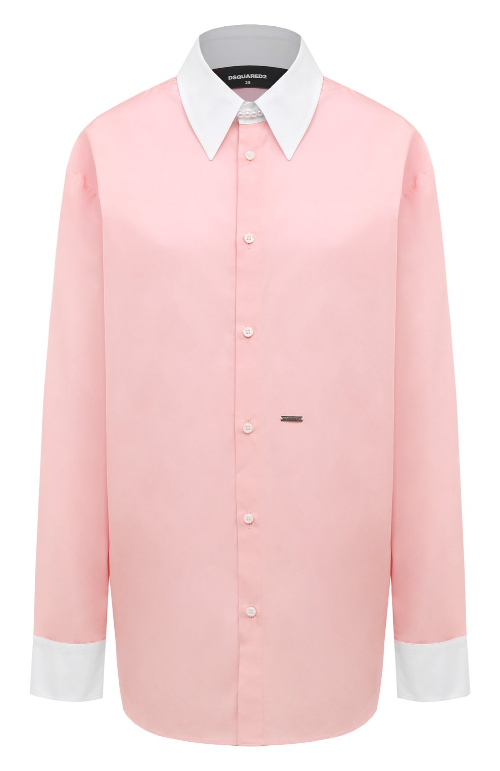 Хлопковая рубашка DSQUARED2 розового цвета по цене 65450 руб., арт. S72DL0745, фото 1 Хлопковая рубашка DSQUARED2, арт. S72DL0745, фото 1