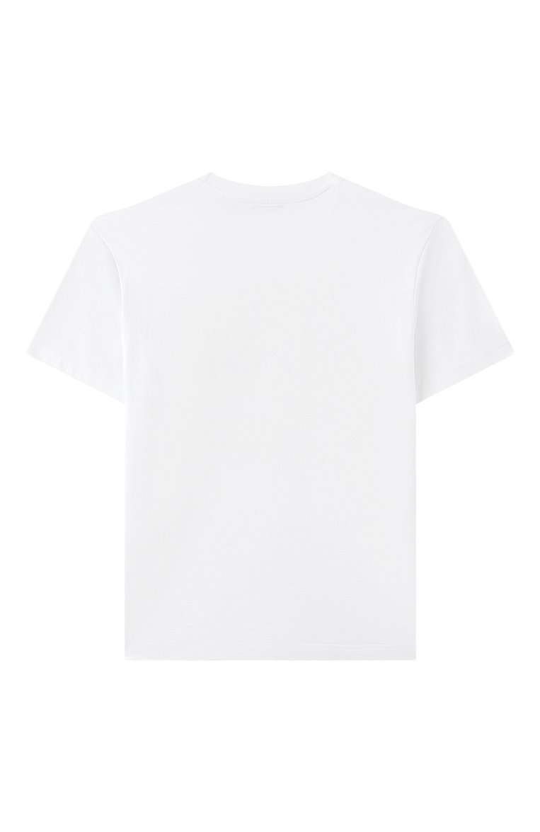 Детская хлопковая футболка MSGM KIDS белого цвета, арт. S5MSJGTH109 | Фото 2 (Рукава: Короткие; Девочки Кросс-КТ: футболка-одежда; Материал внешний: Хлопок; Ростовка одежда: 8 лет | 128 см, 10 - 11 лет | 140 - 146см, 6 лет | 116 см, 12 лет | 152 см, 16 лет | 164 см)