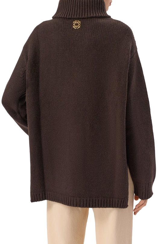 Свитер из шерсти и кашемира Elie Saab T0230NF25/W0007 Коричневый  T0230NF25/W0007 Фото 4