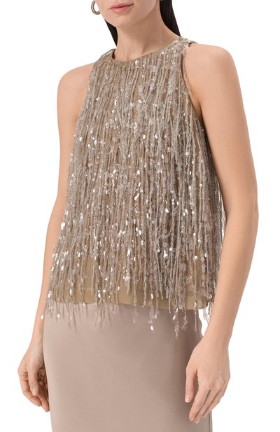 Топ с отделкой пайетками BRUNELLO CUCINELLI, арт. MF940HI800, фото 3