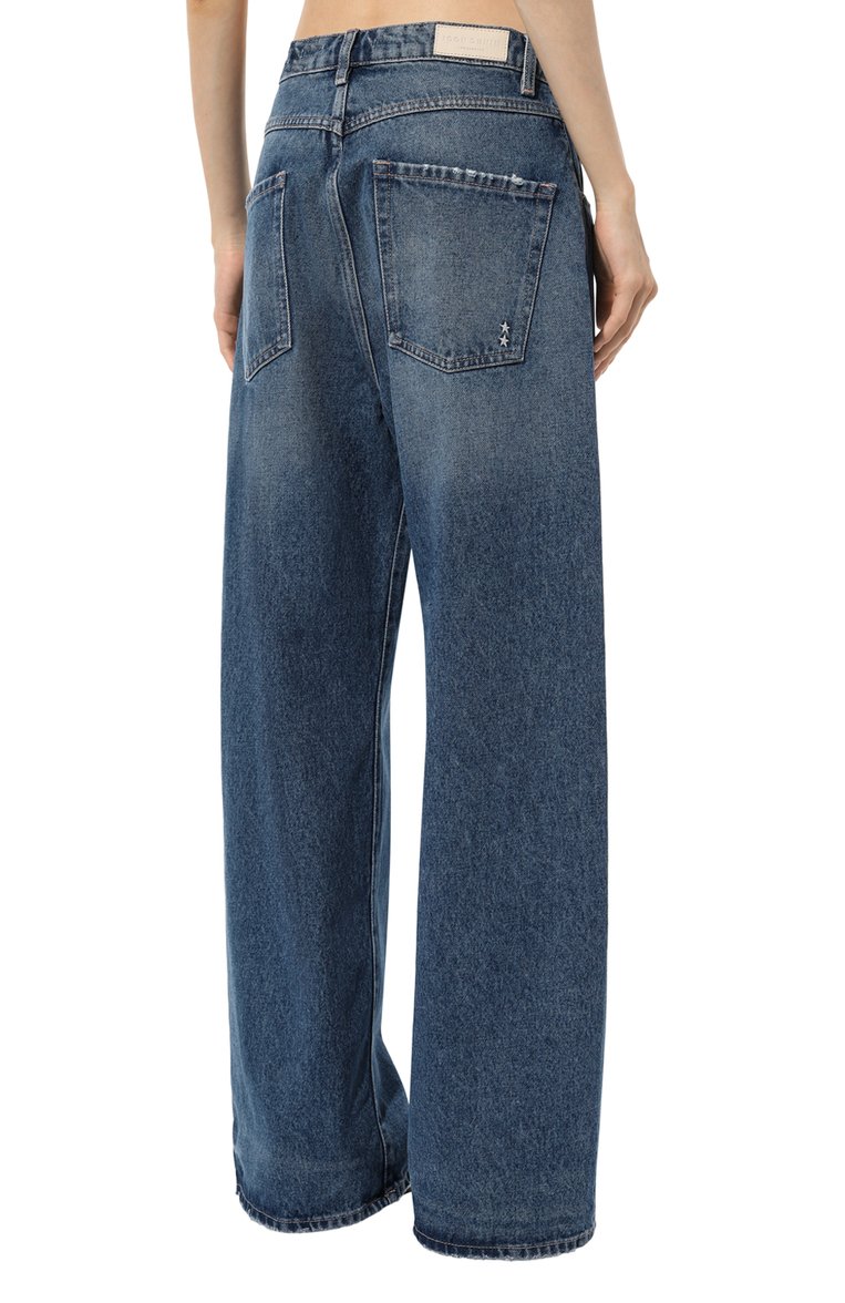 Женские джинсы ICON DENIM LA синего цвета, арт. P0PPY EC0 | Фото 4 (Длина (брюки, джинсы): Стандартные; Материал внешний: Хлопок, Деним; Стили: Кэжуэл; Силуэт Ж (брюки и джинсы): Широкие; Кросс-КТ: Деним; Детали: Делаве)