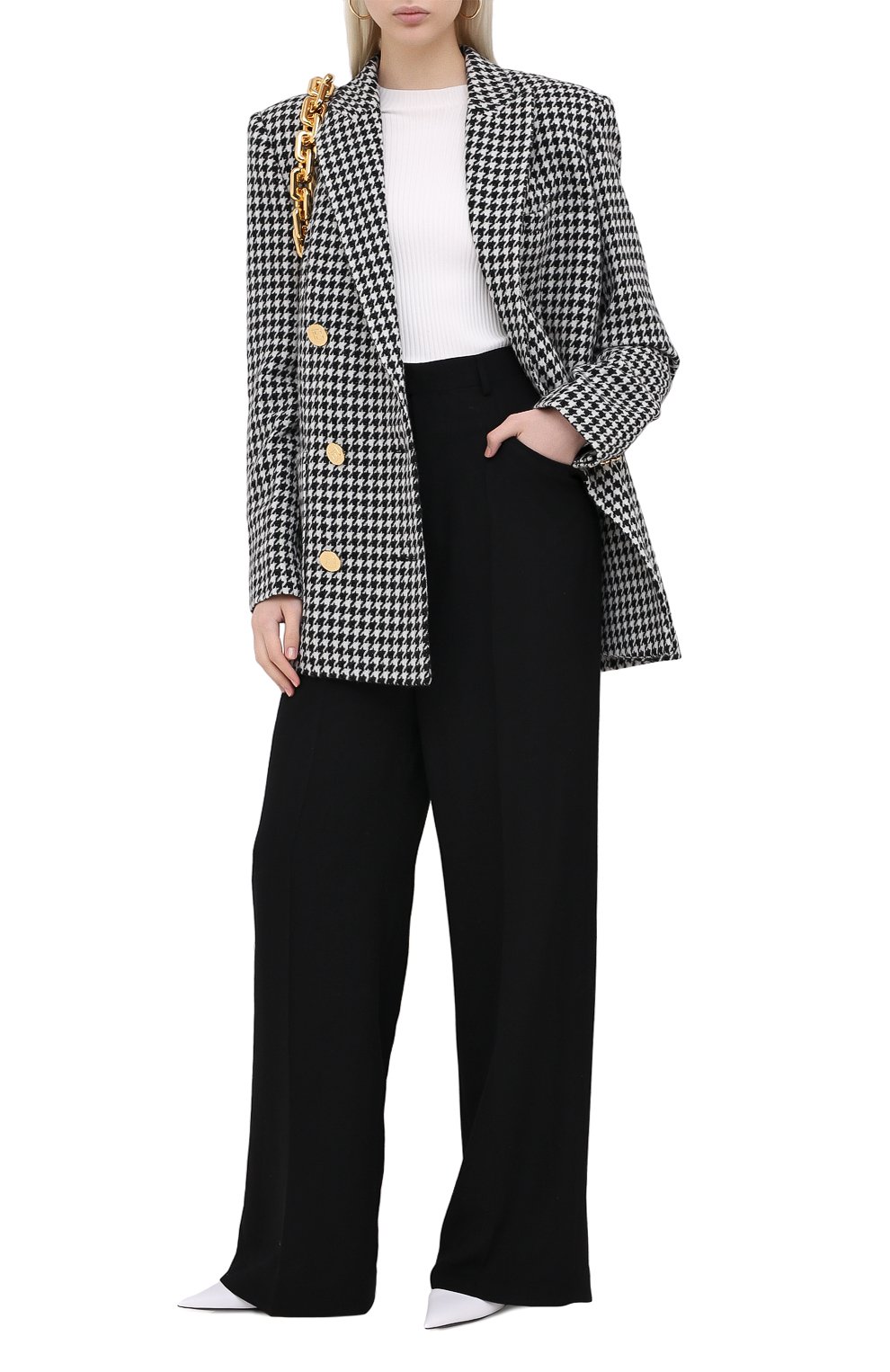 Шерстяной жакет BALMAIN черно-белого цвета по цене 154500 руб., арт. UF17318/W090, фото 2 Шерстяной жакет BALMAIN, арт. UF17318/W090, фото 2