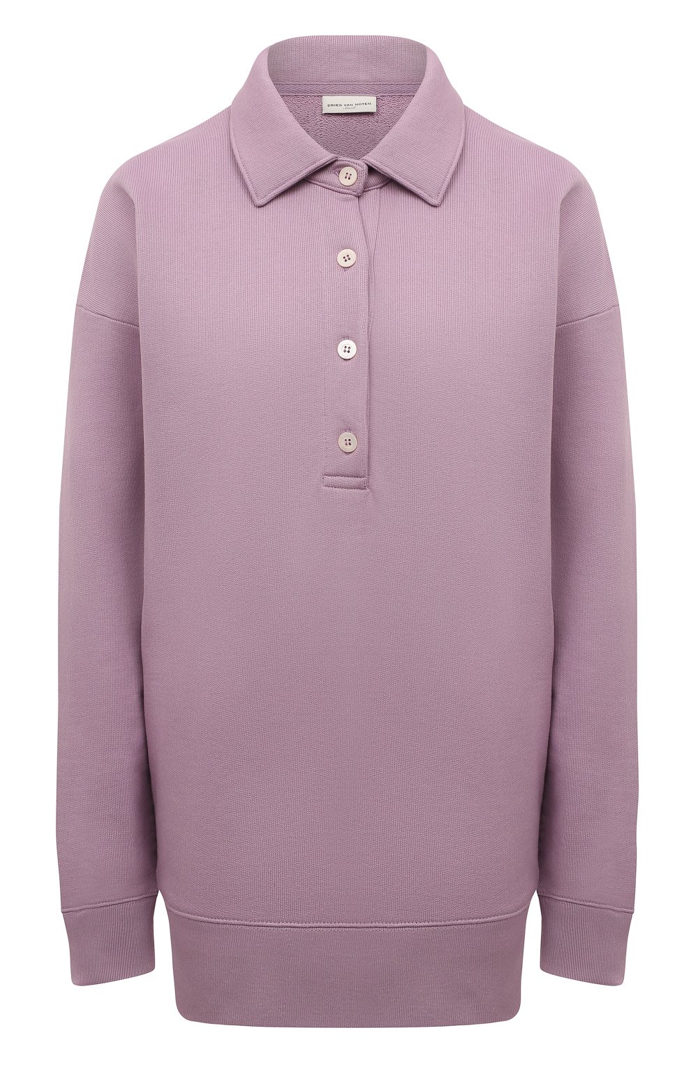 Хлопковое поло DRIES VAN NOTEN сиреневого цвета по цене 45600 руб., арт. 222-011129-5615, фото 1 Хлопковое поло DRIES VAN NOTEN, арт. 222-011129-5615, фото 1