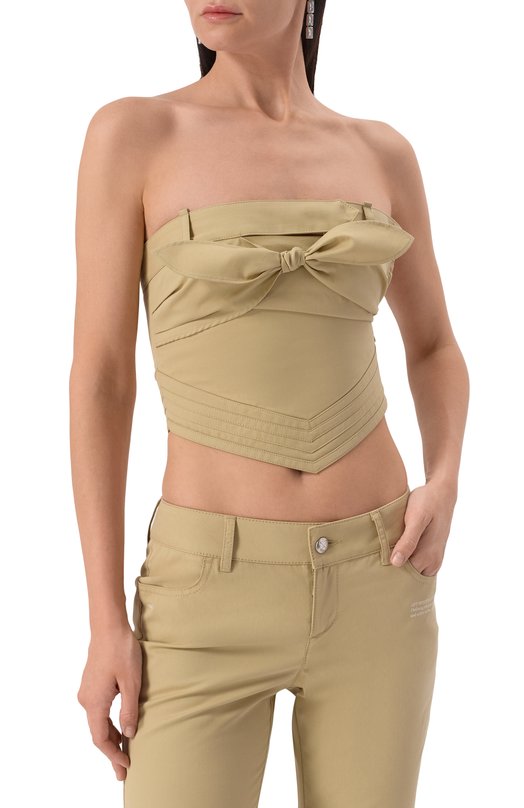 Хлопковый топ Off-White 0WAD25RS25FAB0016100 Бежевый  0WAD25RS25FAB0016100 Фото 3