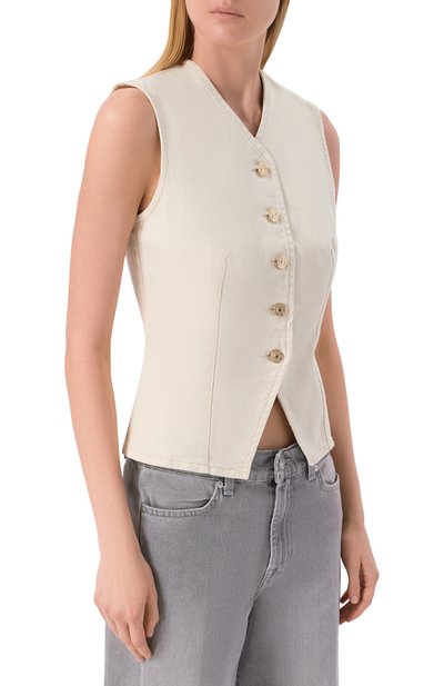 Хлопковый жилет 7 FOR ALL MANKIND кремового цвета по цене 29150 руб., арт. 7UK90G96-309, фото 3 Хлопковый жилет 7 FOR ALL MANKIND, арт. 7UK90G96-309, фото 3