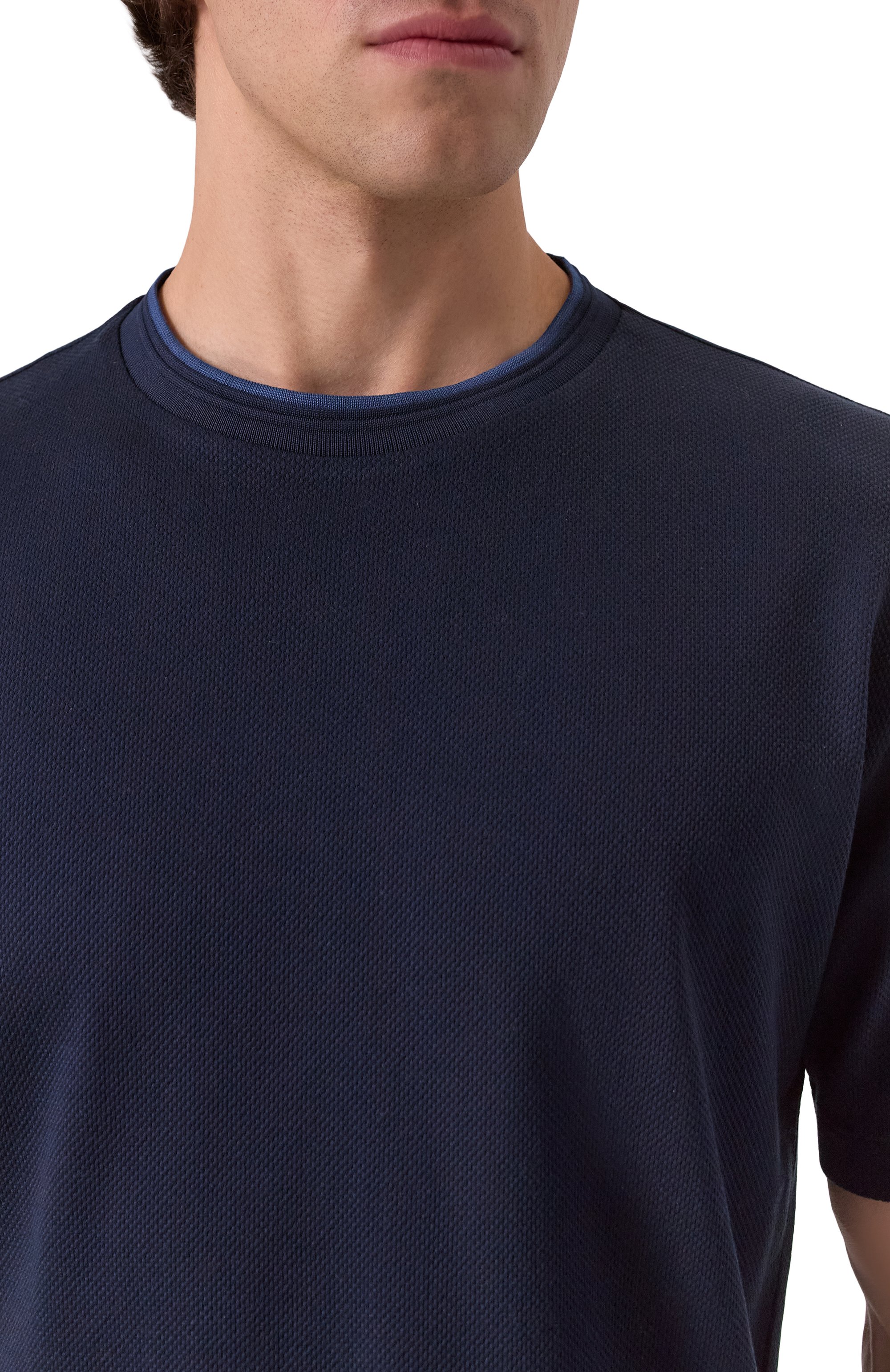 Хлопковая футболка BOSS темно-синего цвета по цене 13450 руб., арт. 50524998, фото 5 Хлопковая футболка BOSS, арт. 50524998, фото 5