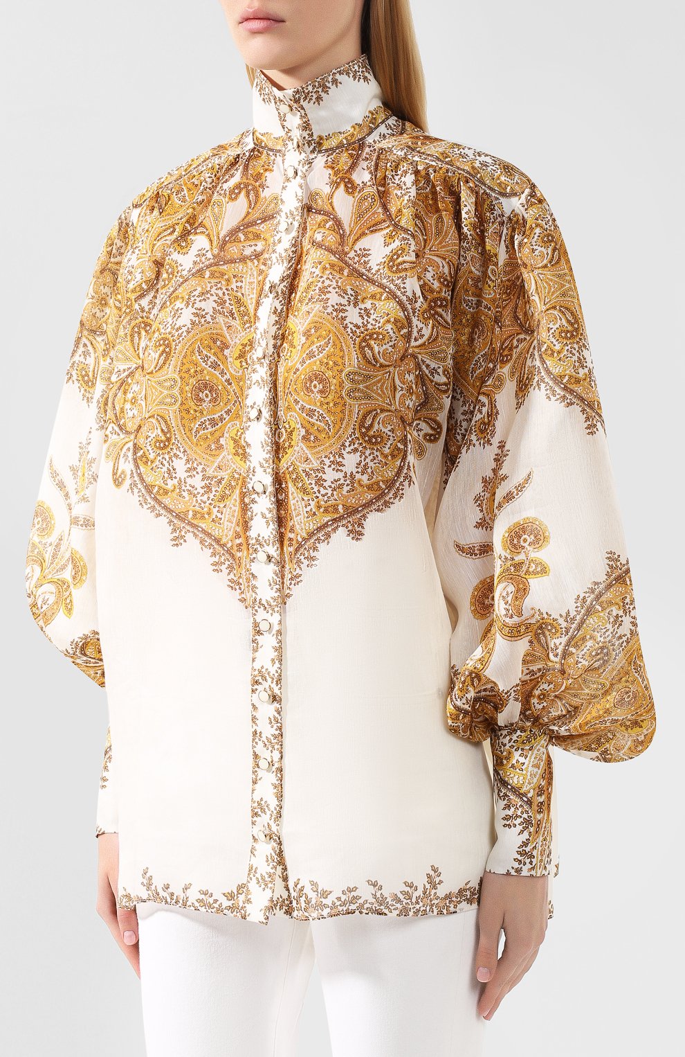 Блузка из смеси льна и шелка ZIMMERMANN белого цвета по цене 109000 руб., арт. 5852TZIP, фото 3 Блузка из смеси льна и шелка ZIMMERMANN, арт. 5852TZIP, фото 3