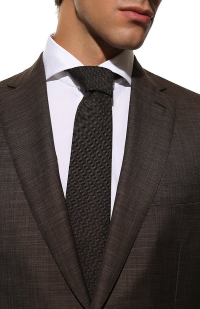 Шерстяной галстук LUIGI BORRELLI темно-коричневого цвета по цене 19950 руб., арт. CR453037/LR, фото 2 Шерстяной галстук LUIGI BORRELLI, арт. CR453037/LR, фото 2