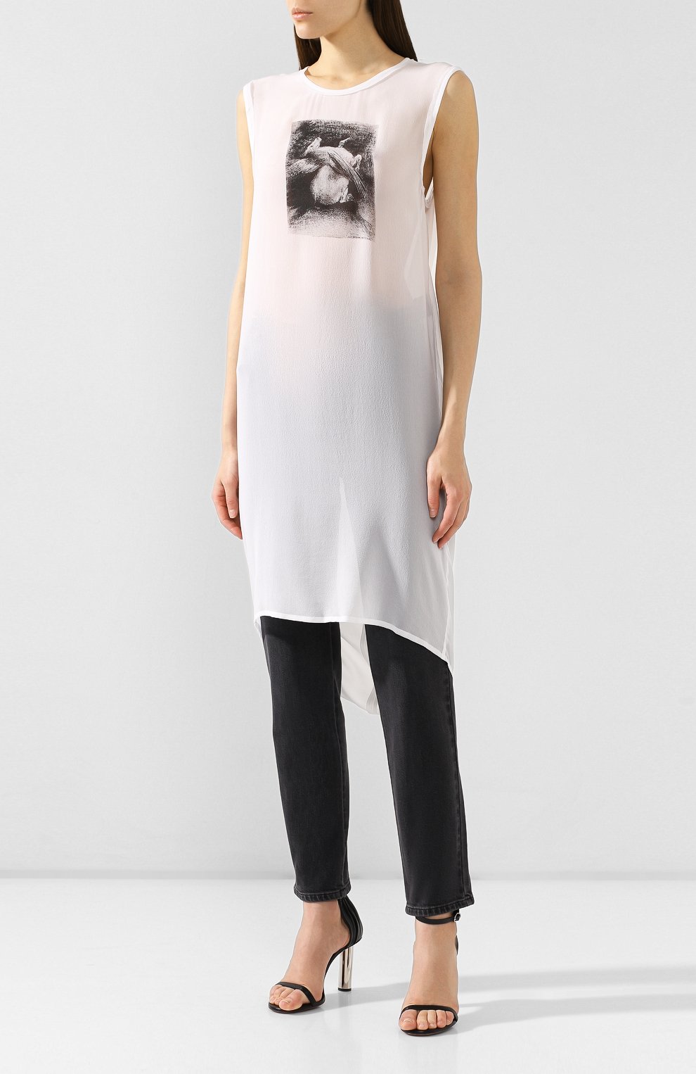Шелковая туника ANN DEMEULEMEESTER белого цвета по цене 65400 руб., арт. 1901-2202-P-100-002, фото 3 Шелковая туника ANN DEMEULEMEESTER, арт. 1901-2202-P-100-002, фото 3