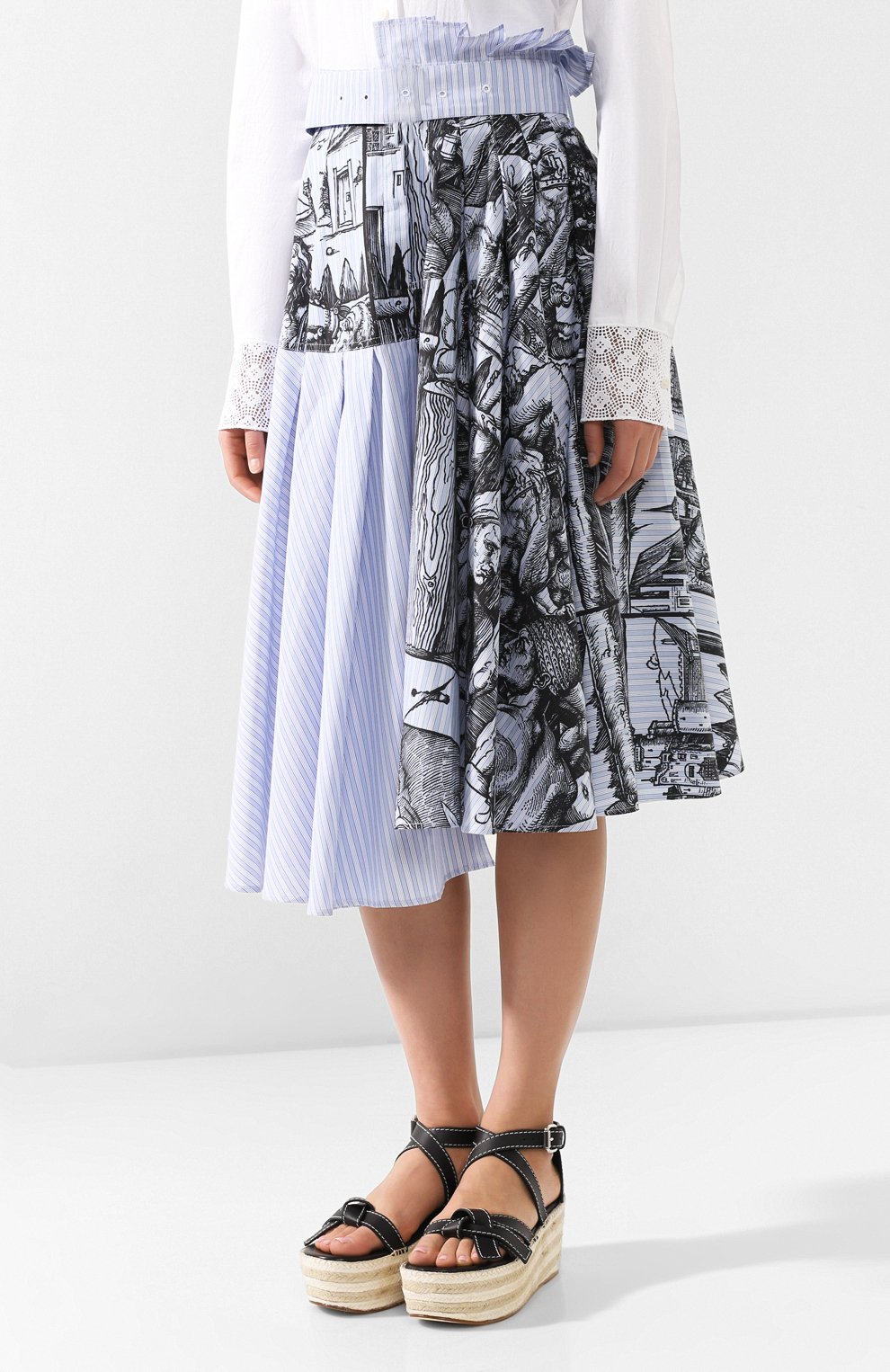 Хлопковая юбка JW ANDERSON голубого цвета по цене 53100 руб., арт. SK04519A 620/836, фото 3 Хлопковая юбка JW ANDERSON, арт. SK04519A 620/836, фото 3