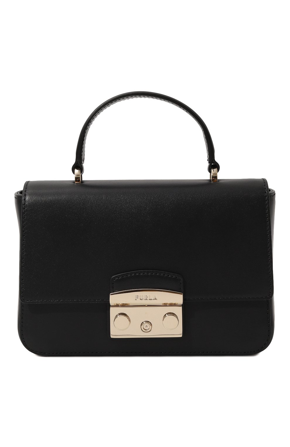 Женская сумка metropolis mini FURLA черного цвета, арт. WB01066/AX0733 | Фото 1 (Сумки-технические: Сумки top-handle; Материал: Натуральная кожа; Материал сплава: Проставлено; Размер: mini; Ремень/цепочка: На ремешке; Драгоценные камни: Проставлено)