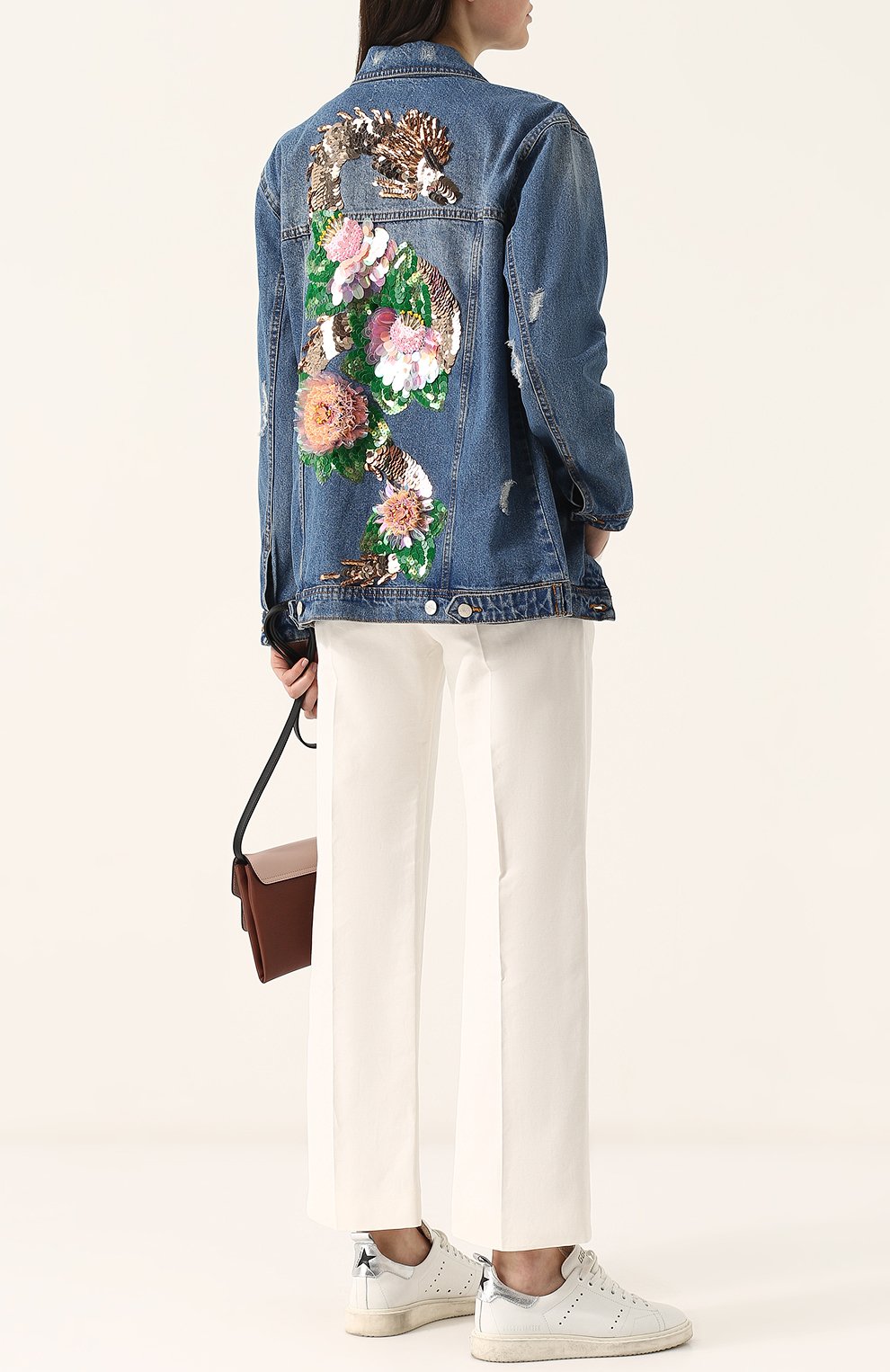 Джинсовая куртка с потертостями и декорированной спинкой DALOOD, арт. PD0179R18/DARK BLUE, фото 2