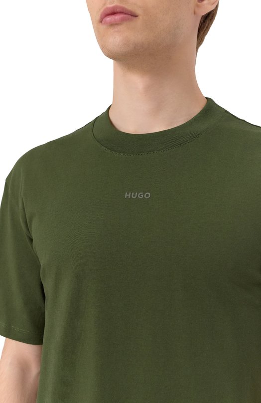 Хлопковая футболка HUGO 50488330 Зелёный  50488330 Фото 5