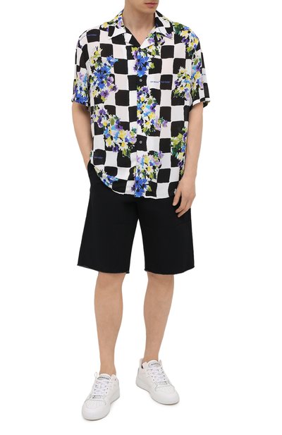 Рубашка из вискозы OFF-WHITE черно-белого цвета по цене 43050 руб., арт. 0MGA163S21FAB001, фото 2 Рубашка из вискозы OFF-WHITE, арт. 0MGA163S21FAB001, фото 2